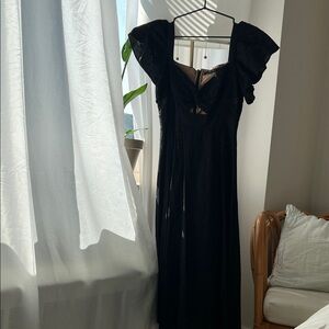 BCBGMaxAzria Black Maxi Dress with Ruffle Sleeves